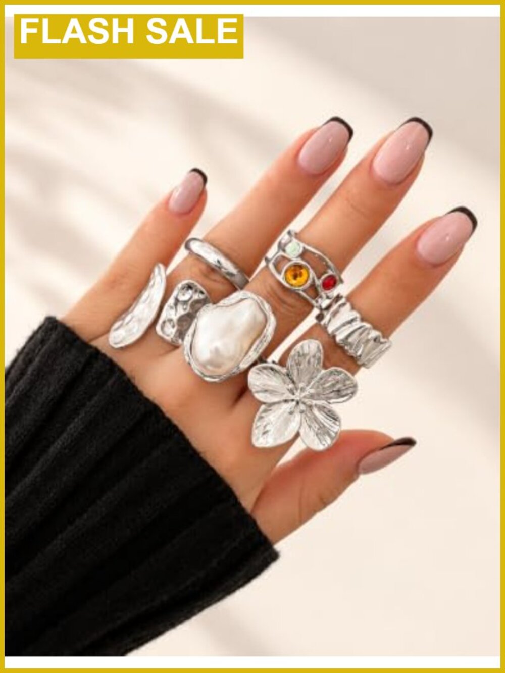 20pc Gold Plated Stacking Rings Set Chunky Boho Flower Statement Rings - Picture 2 of 6